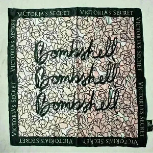 Victoria’s Secret Bombshell Signature Scarf Black Multi-Color Floral 25"X25" NWT